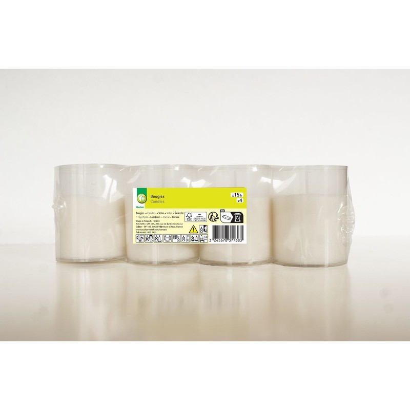 Wkłady do zniczy białe 15h Auchan 4 sztuki