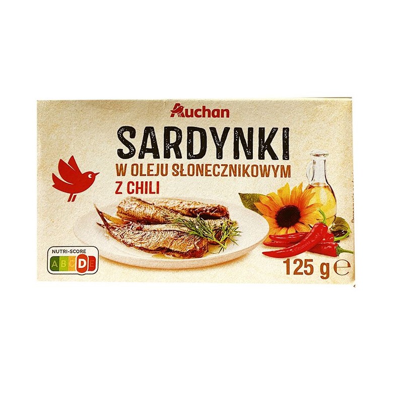 Sardynki w oleju słonecznikowym z chili Auchan 125 g