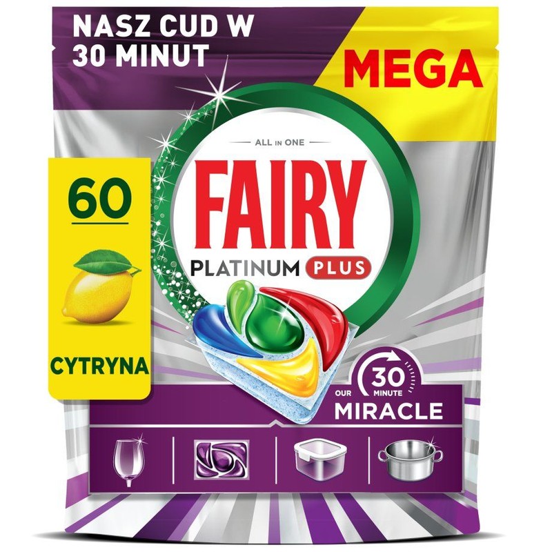 Tabletki do zmywarki Platinum Plus cytryna FAIRY 60 tabletek
