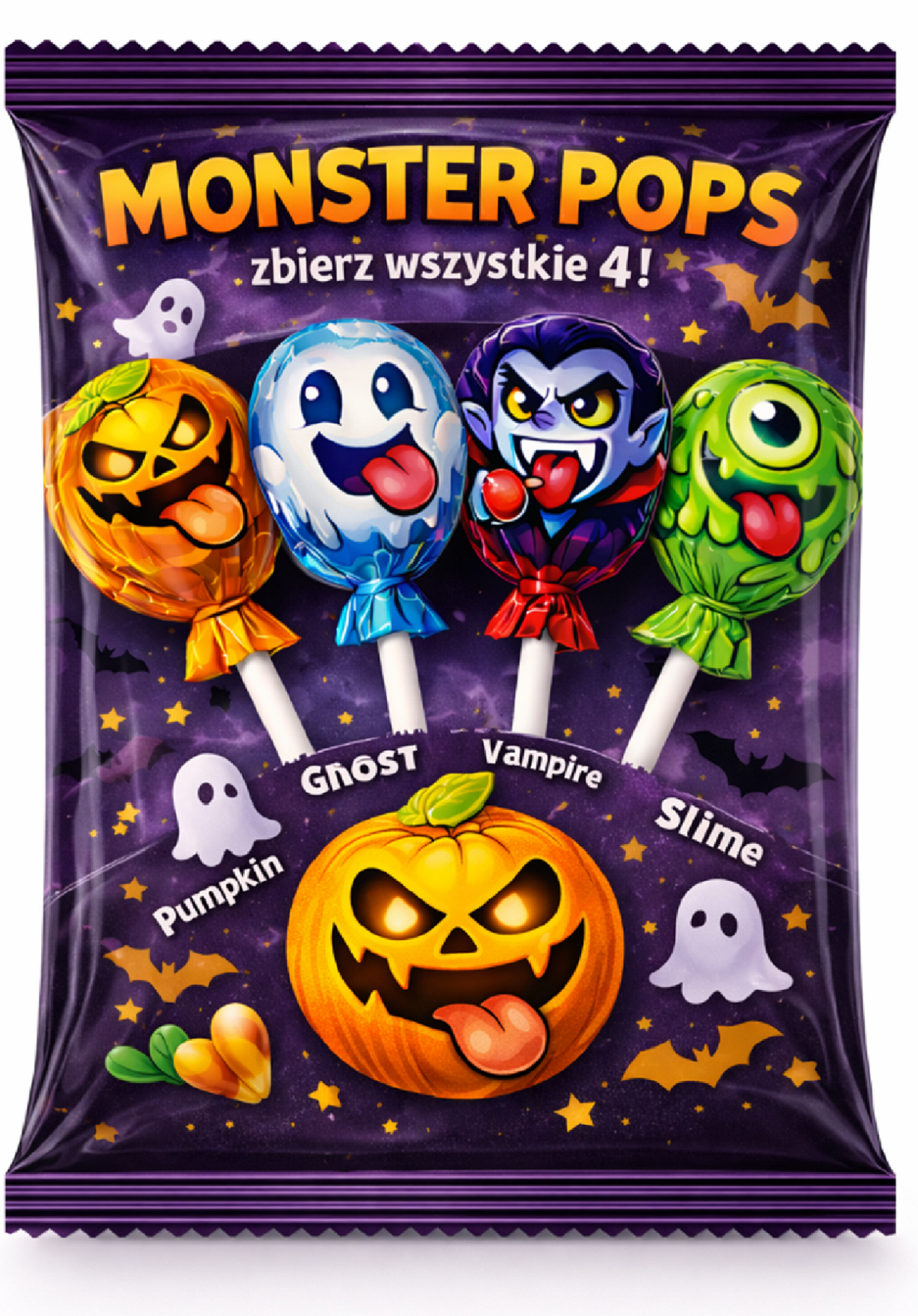 Halloween Lizaki Kulki Barwiące Język, Z Gumą Do Żucia Monster Pops 80G