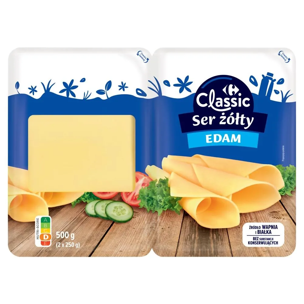 Carrefour Classic Ser żółty edam 500 g (2 x 250 g)