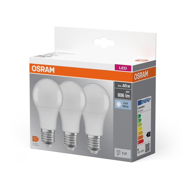 Żarówka LED Base Classic E27 8W 840 Frosted Osram 3 sztuki