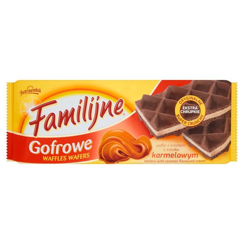 Wafle Familijne Gofrowe o smaku karmelowym Jutrzenka 140 g