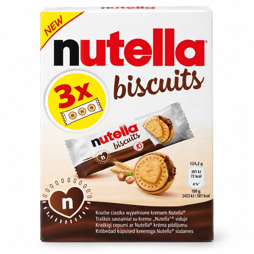 Nutella Biscuits, ciastka z kremem orzechowym, 3-pak